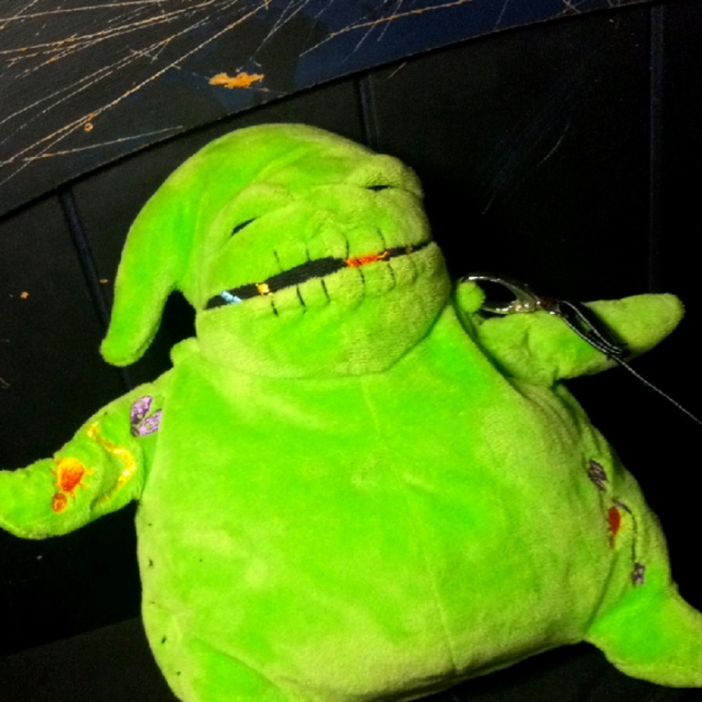 Lime Green Monster Plush with Grinning Face